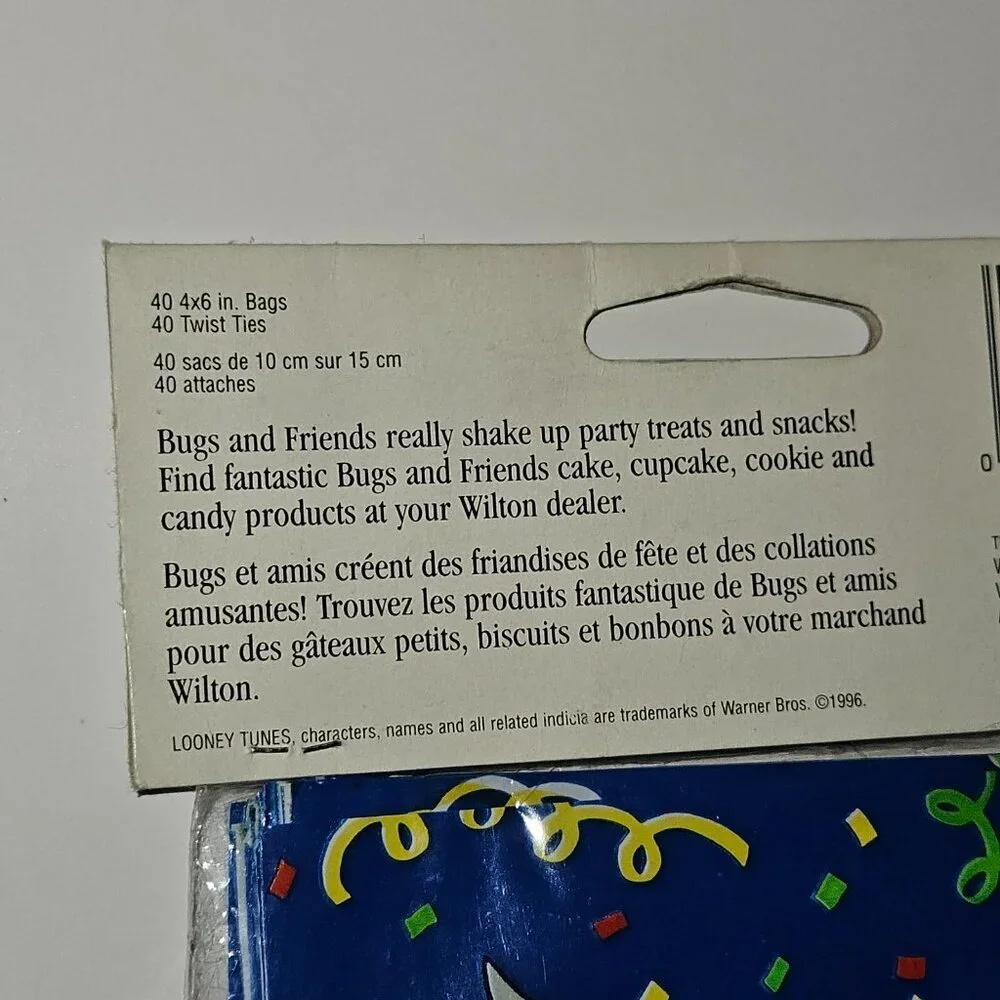 VTG NOS Looney Tunes Party Favor Treat Bags Ties (40 pk) Wilton Bugs Taz Daffy
